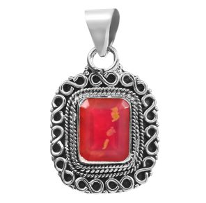 Pink Fire Opal 1" 925 Silver Pendant (REXT49-252)