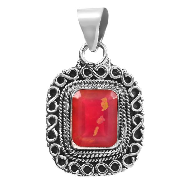 Pink Fire Opal 1" 925 Silver Pendant (REXT49-252)