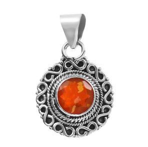 Orange Fire Opal 1" 925 Silver Pendant (REXT49-250)
