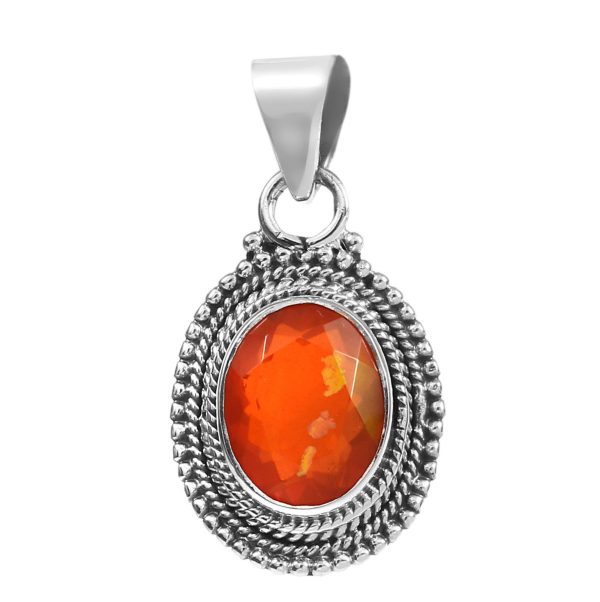 Orange Fire Opal 1" 925 Silver Pendant (REXT49-239)