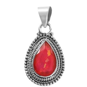 Pink Fire Opal 1" 925 Silver Pendant (REXT49-241)