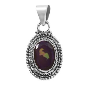 Lavender Fire Opal 1" 925 Silver Pendant (REXT49-244)