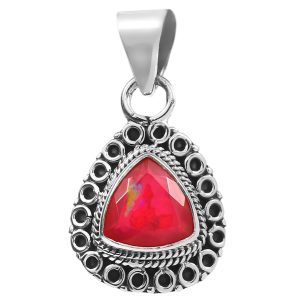 Pink Fire Opal 1" 925 Silver Pendant (REXT49-232)