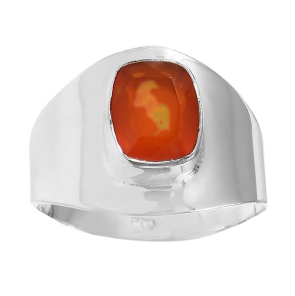 Orange Fire Opal Ring 925 Sterling Silver (REXT49-183)