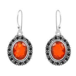 Orange Fire Opal 0.25" 925 Silver Earrings (REXT49-262)