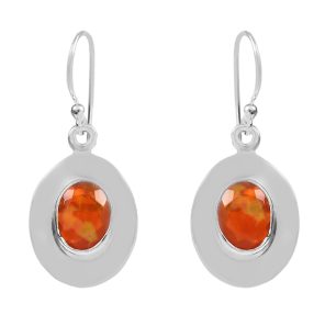Orange Fire Opal 0.25" 925 Silver Earrings (REXT49-263)