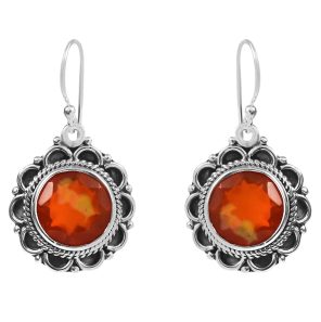 Orange Fire Opal 0.25" 925 Silver Earrings (REXT49-261)