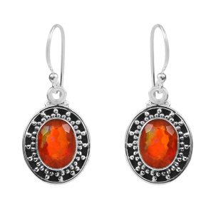 Orange Fire Opal 0.25" 925 Silver Earrings (REXT49-264)