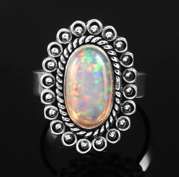 Ethiopian Opal Vintage Style 925 Sterling Silver Ring (REXT64-16)