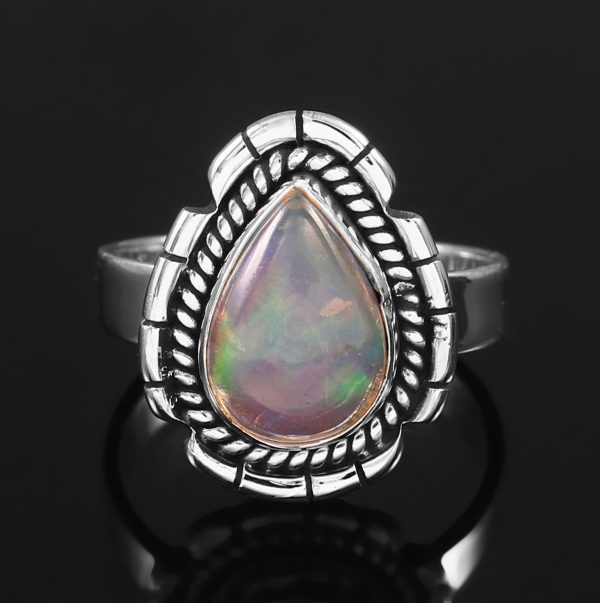Ethiopian Opal Southwest Style 925 Sterling Silver Ring (REXT64-18)