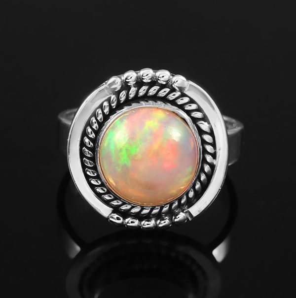 Ethiopian Opal Vintage Style 925 Sterling Silver Ring (REXT64-10)