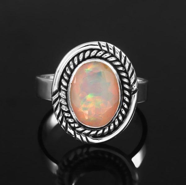 Ethiopian Opal Southwest Style 925 Sterling Silver Ring (REXT64-6)