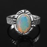 Ethiopian Opal Southwest Style 925 Sterling Silver Ring (REXT64-2)