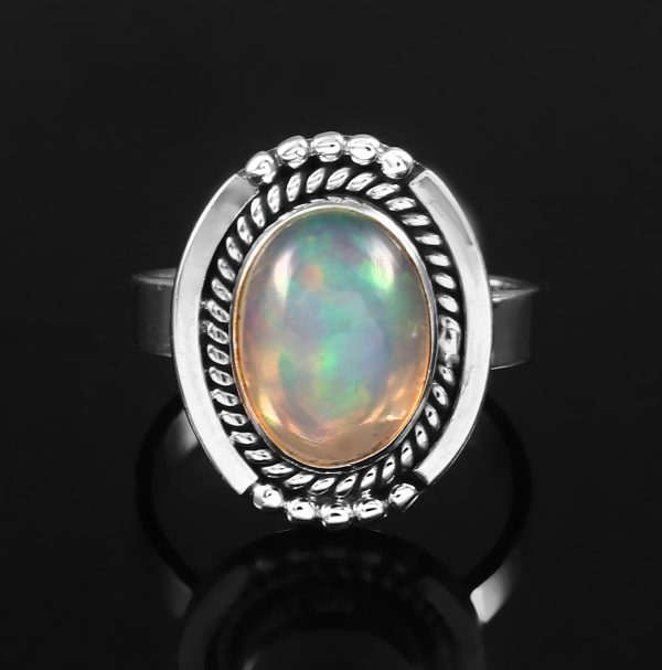 Ethiopian Opal Vintage Style 925 Sterling Silver Ring (REXT64-9)
