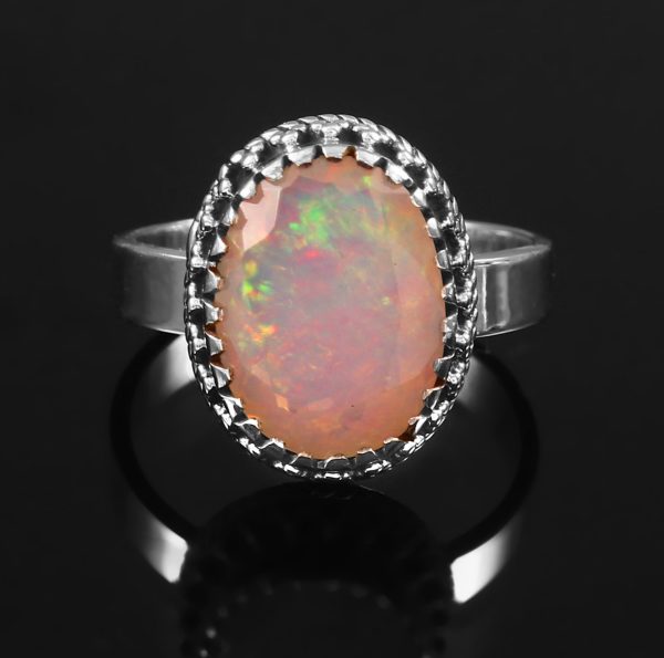 Ethiopian Opal Vintage Style 925 Sterling Silver Ring (REXT64-12)