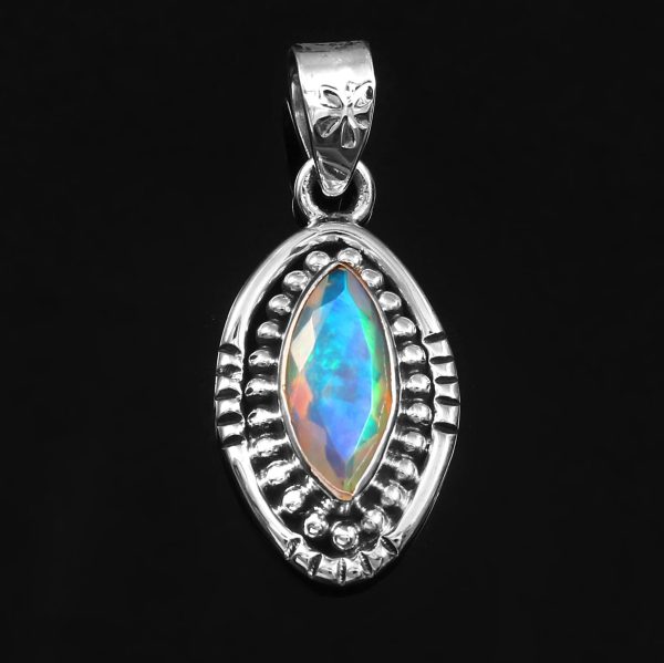 Ethiopian Opal Southwest Style 1.25" 925 Silver Pendant (REXT72-12)