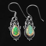 Ethiopian Opal Vintage Style 1.40" 925 Silver Earrings (REXT72-42)