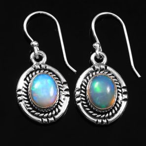Ethiopian Opal Southwest Style 1.25" 925 Silver Earrings (REXT72-35)