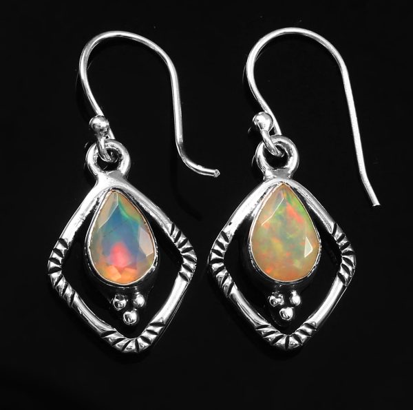Ethiopian Opal Southwest Style 1.40" 925 Silver Earrings (REXT72-34)