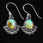 Ethiopian Opal Vintage Style 1.30" 925 Silver Earrings (REXT72-39)