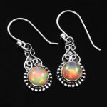 Ethiopian Opal Vintage Style 1.25" 925 Silver Earrings (REXT72-37)