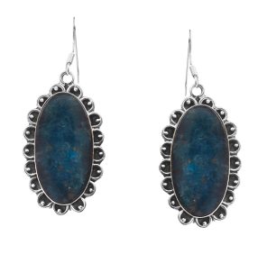 Apatite Nepali Style 1.8" 925 Silver Earring (REXT47-80)