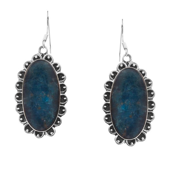 Apatite Nepali Style 1.8" 925 Silver Earring (REXT47-80)