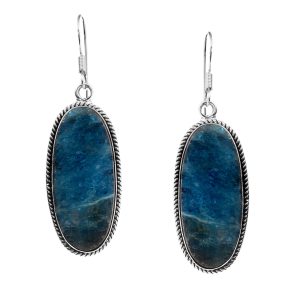 Apatite Nepali Style 1.8" 925 Silver Earring (REXT47-84)