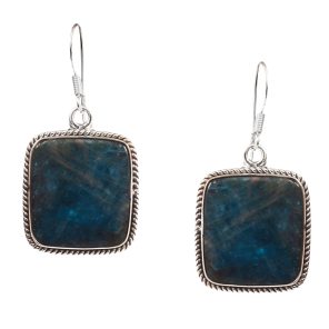 Apatite Nepali Style 1.5" 925 Silver Earring (REXT47-81)
