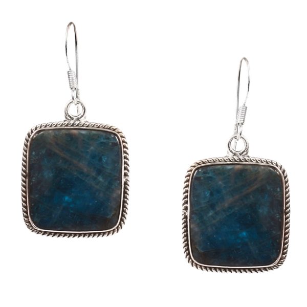 Apatite Nepali Style 1.5" 925 Silver Earring (REXT47-81)