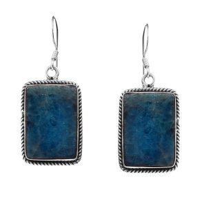 Apatite Nepali Style 1.75" 925 Silver Earring (REXT47-82)