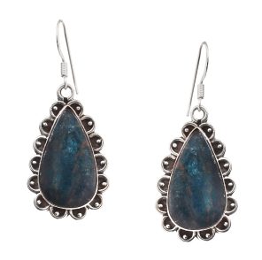 Apatite Nepali Style 1.75" 925 Silver Earring (REXT47-83)