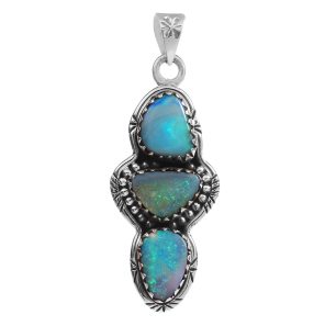 Australian Opal Southwest Style 1.90" 925 Silver Pendant (RS75-36)