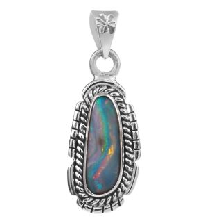 Australian Opal Southwest Style 1.25" 925 Silver Pendant (RS75-37)