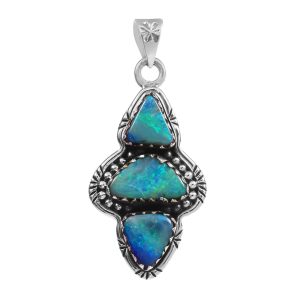 Australian Opal Southwest Style 1.90" 925 Silver Pendant (RS75-38)