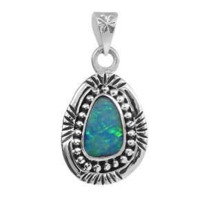 Australian Opal Southwest Style 1.25" 925 Silver Pendant (RS75-51)