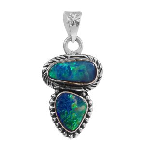 Australian Opal Southwest Style 1.40" 925 Silver Pendant (RS75-54)