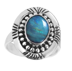 Australian Opal Southwest Style Size US 8 925 Silver Ring (RS75-60)