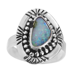 Australian Opal Southwest Style Size US 9 925 Silver Ring (RS75-63)