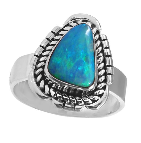 Australian Opal Southwest Style Size US 7 925 Silver Ring (RS75-64)
