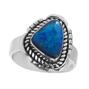 Australian Opal Southwest Style Size US 6 925 Silver Ring (RS75-86)