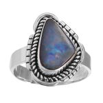 Australian Opal Southwest Style Size US 10 925 Silver Ring (RS75-67)