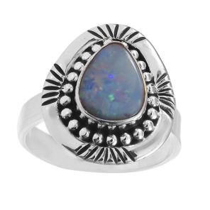 Australian Opal Southwest Style Size US 9 925 Silver Ring (RS75-74)
