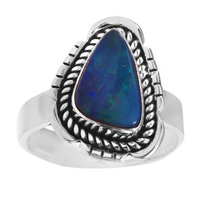 Australian Opal Southwest Style Size US 8 925 Silver Ring (RS75-75)