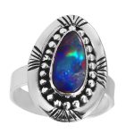 Australian Opal Southwest Style Size US 8 925 Silver Ring (RS75-77)