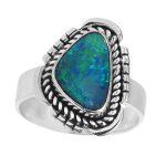 Australian Opal Southwest Style Size US 8 925 Silver Ring (RS75-82)