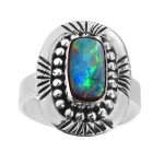 Australian Opal Southwest Style Size US 7 925 Silver Ring (RS75-83)