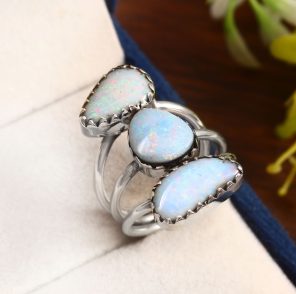 Australian Opal Size US 6 925 Silver Ring (RS75-90)