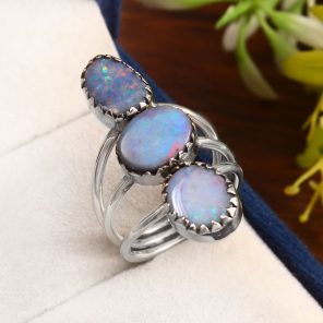 Australian Opal Size US 7 925 Silver Ring (RS75-91)