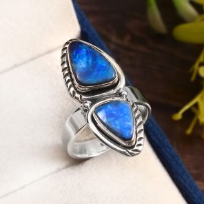 Australian Opal Size US 8 925 Silver Ring (RS75-99)